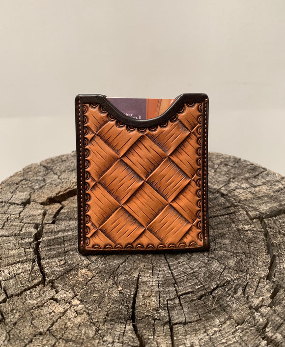 Minimalist card wallet-hand tooled weave