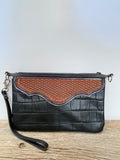 Wristlet purse-Black, floral tooled