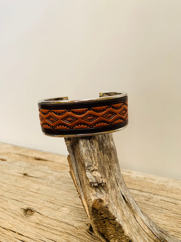 Adjustable cuff bracelet- geo stamped