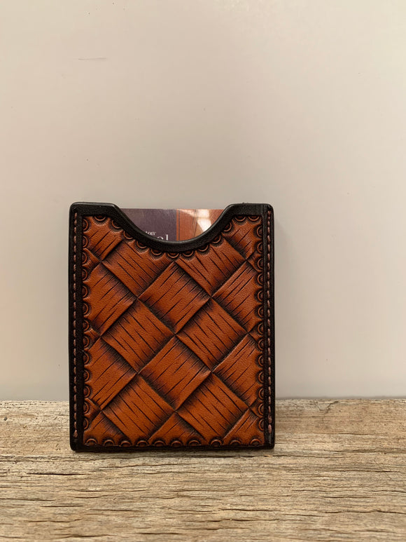 Minimalist card wallet-hand tooled weave