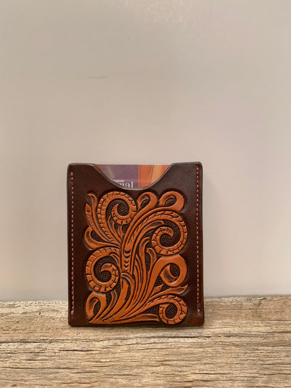Minimalist card wallet-Floral scroll