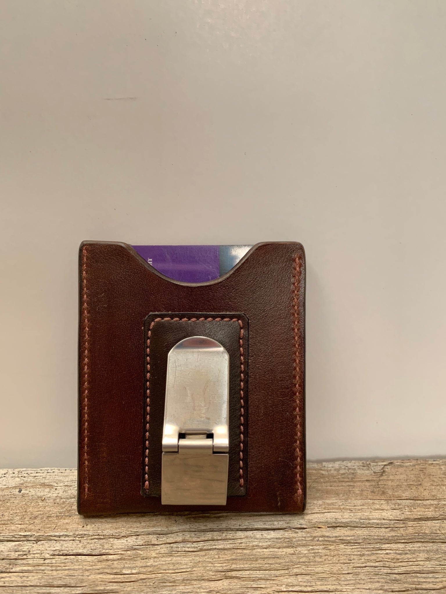 Leather Metal Money Clip Wallet