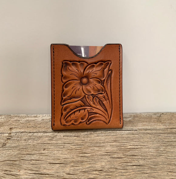Minimalist card wallet-Floral tooled