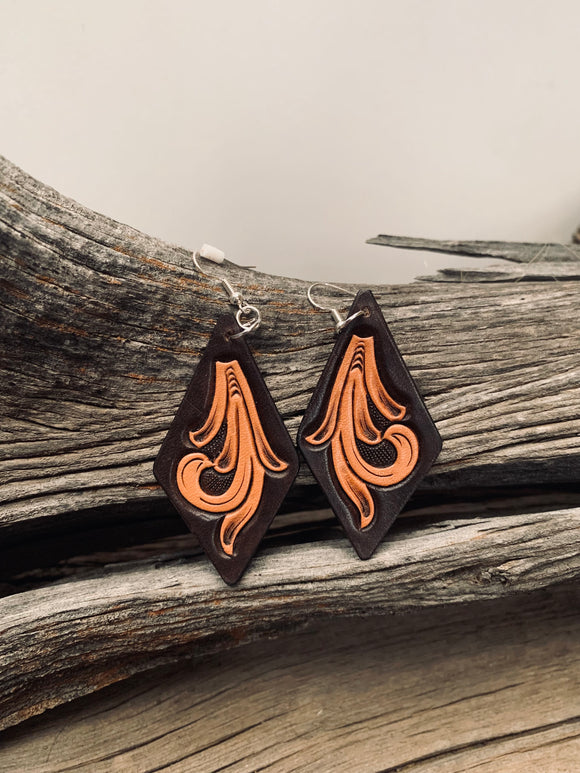 Vine tooled earrings