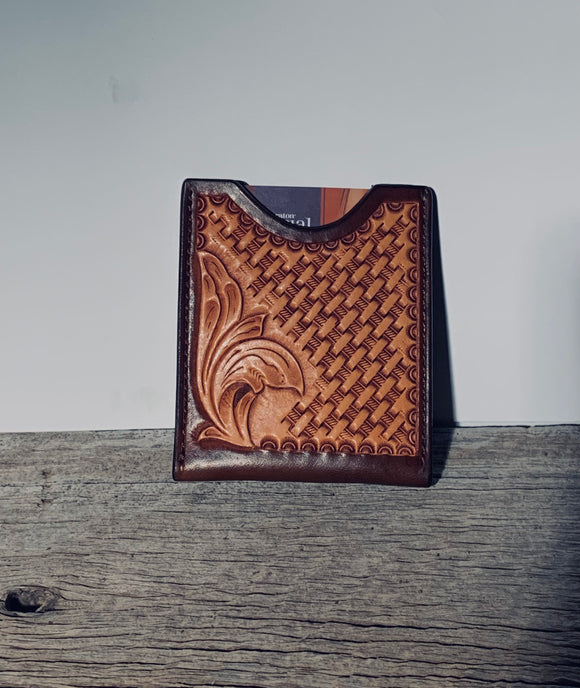 Minimalist card wallet- floral/basket stamped combo