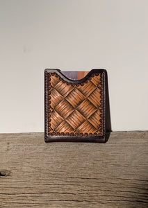 Minimalist card wallet-hand tooled weave