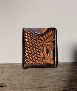 Minimalist card wallet- floral/basket stamped combo