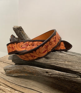 Floral Tooled Belt – Bar TL Custom Leather